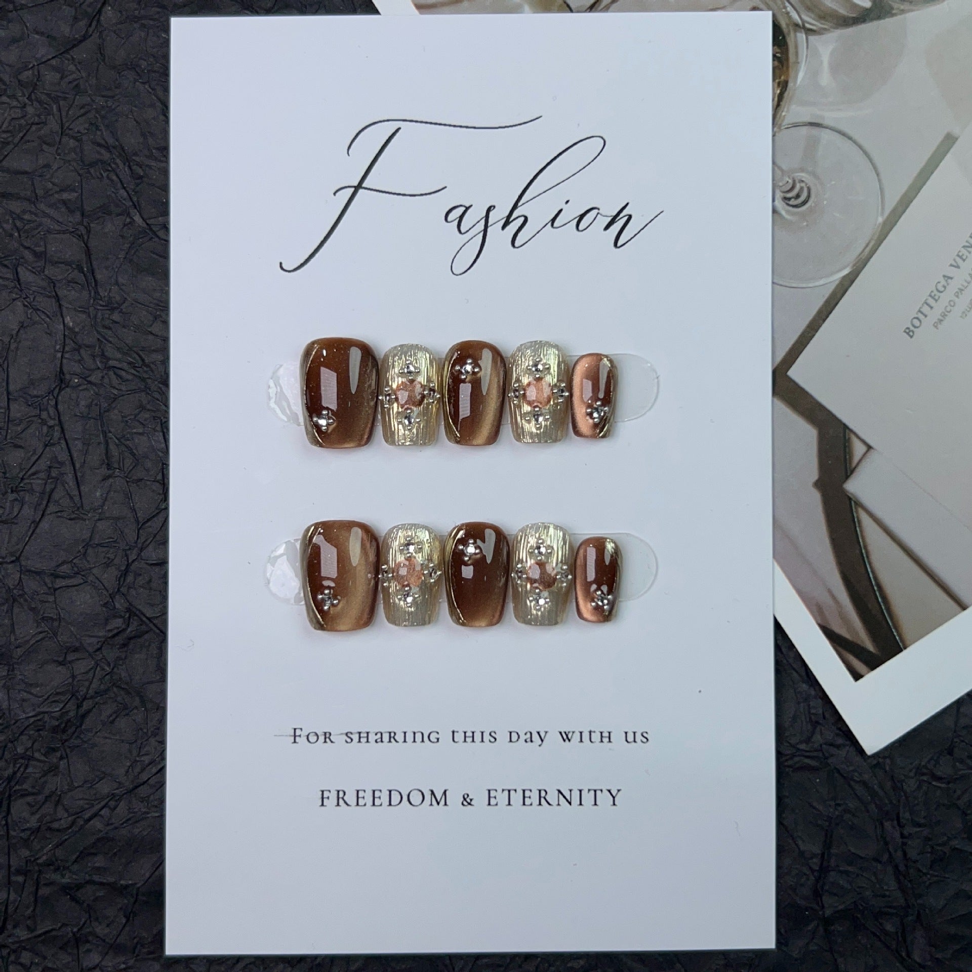 #032 ViVagg Press on nails Amber Buccellati short hand-worn Emmelard Cat Eye new premium detachable nail plate