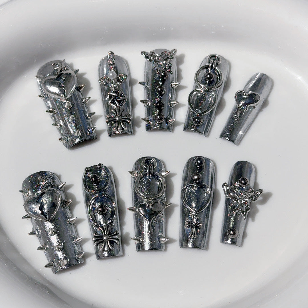 #014 ViVagg Press on nails Cross boundary square pipe nail nail liquid metal rivet removable wear-resistant nail pure hand