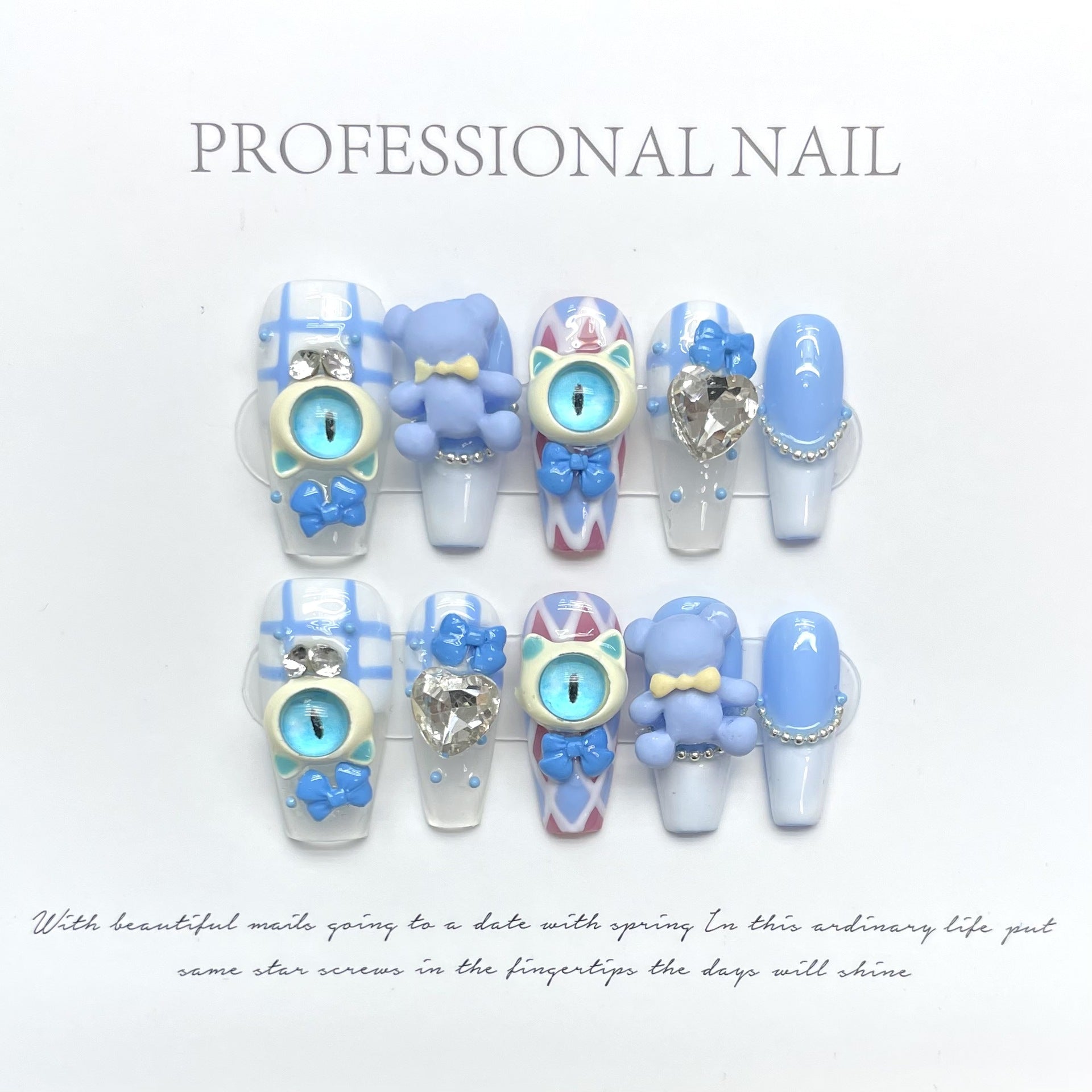 #116 ViVagg Press on nails Hand-painted wearing nail small public display white fairy gas can salt can sweet demon little monster children's fun nail art