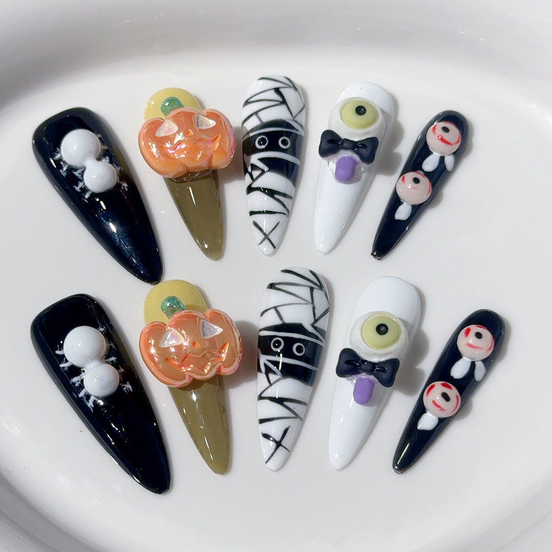 #057 ViVagg Press on nails Halloween series of personality horror cross-border funny cross-border handmade original wear nails and nails