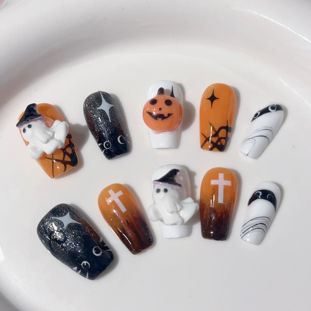 #056 ViVagg Press on nails Halloween trick-or-treat collection Hand-painted cute nail art wear nail and nail patches