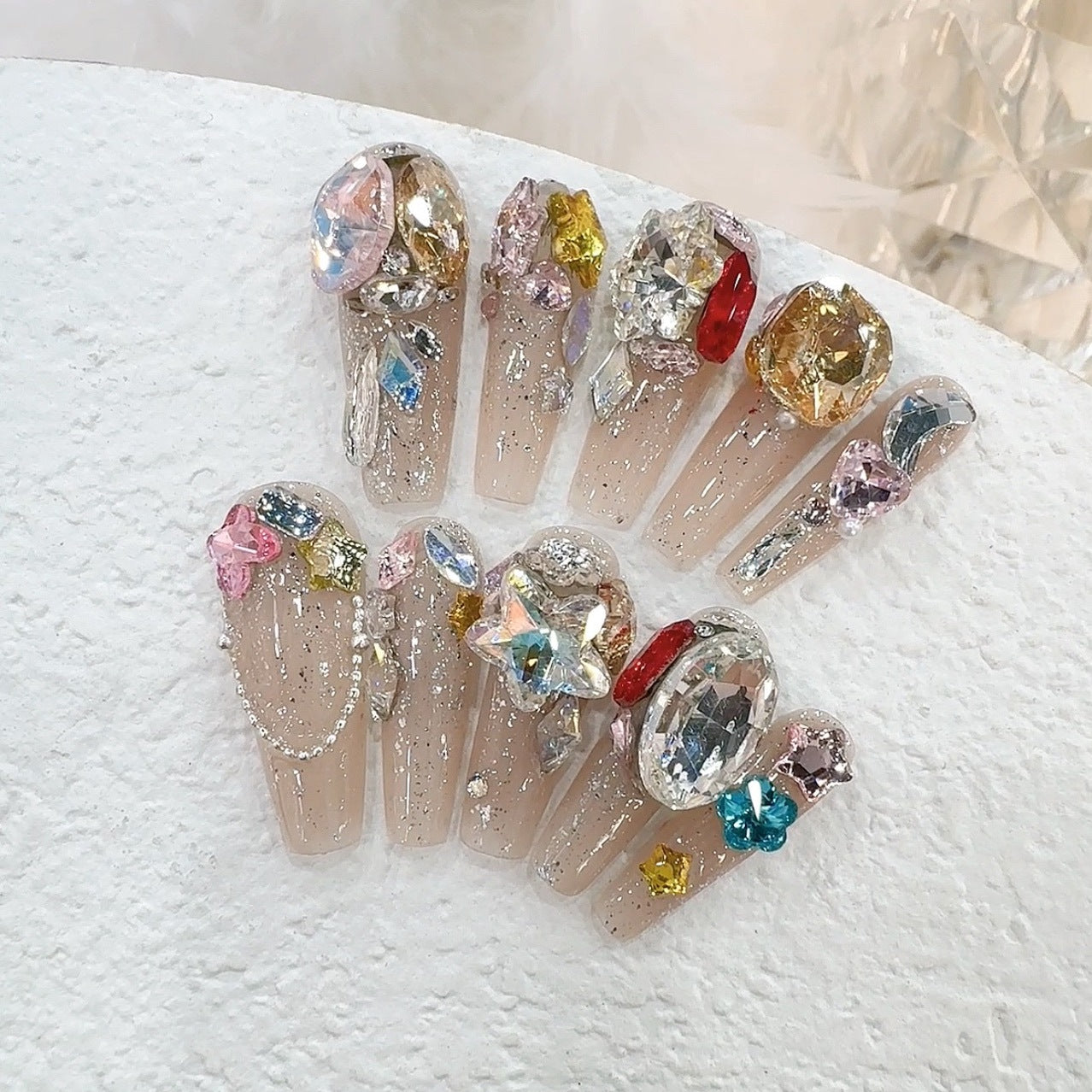 #127 ViVagg Press on nails Wear nail [real] Pure hand nail Wear nail piece flash luxury full diamond series nail sticker