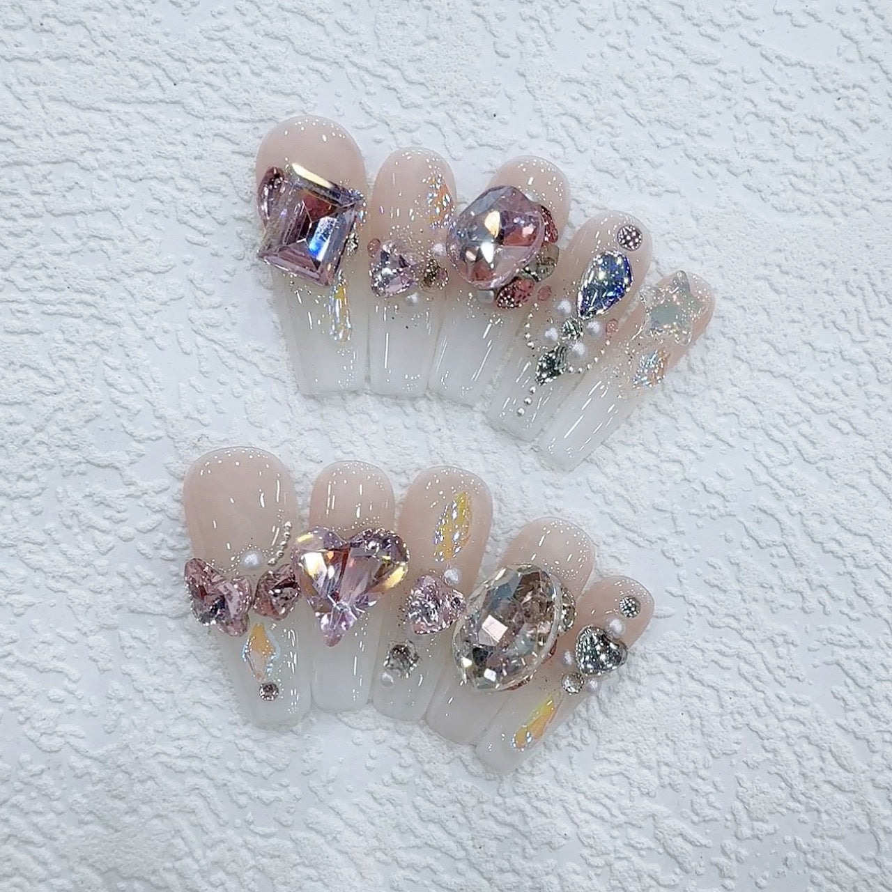 #128 ViVagg Press on nails Wear nail [real] pure handmade nail wear nail piece nude powder gradient pile drill nail patch