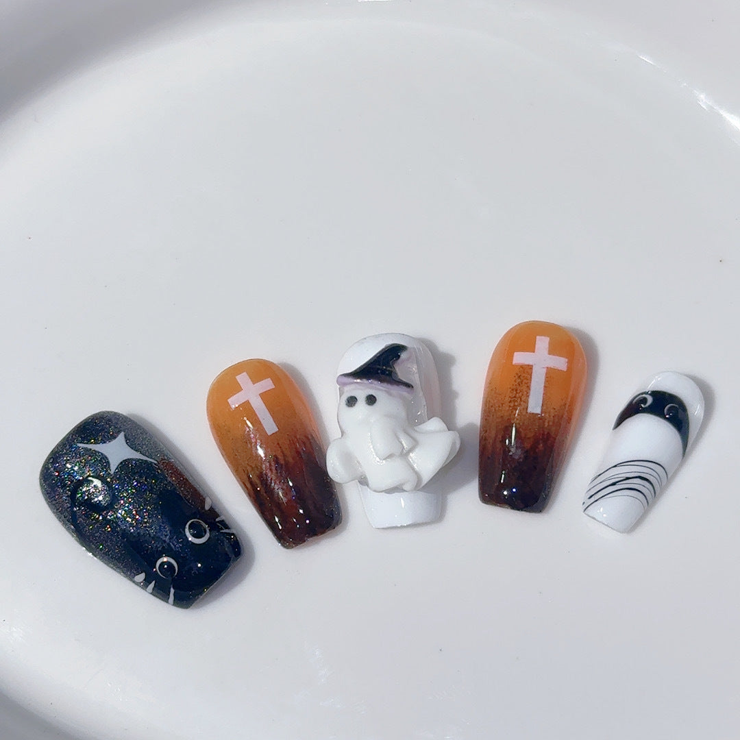 #056 ViVagg Press on nails Halloween trick-or-treat collection Hand-painted cute nail art wear nail and nail patches