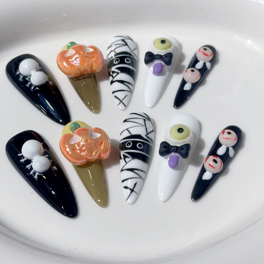 #057 ViVagg Press on nails Halloween series of personality horror cross-border funny cross-border handmade original wear nails and nails