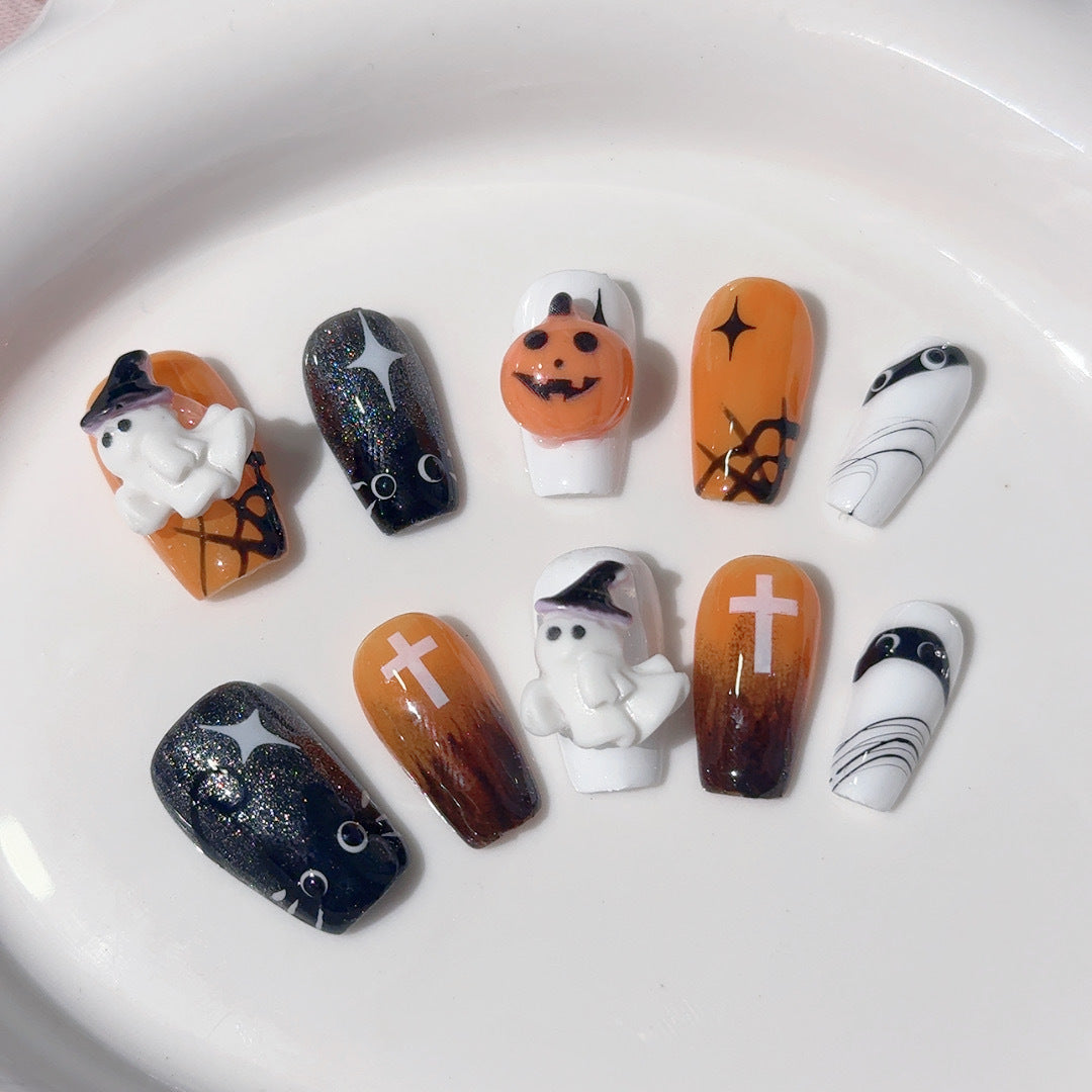 #056 ViVagg Press on nails Halloween trick-or-treat collection Hand-painted cute nail art wear nail and nail patches