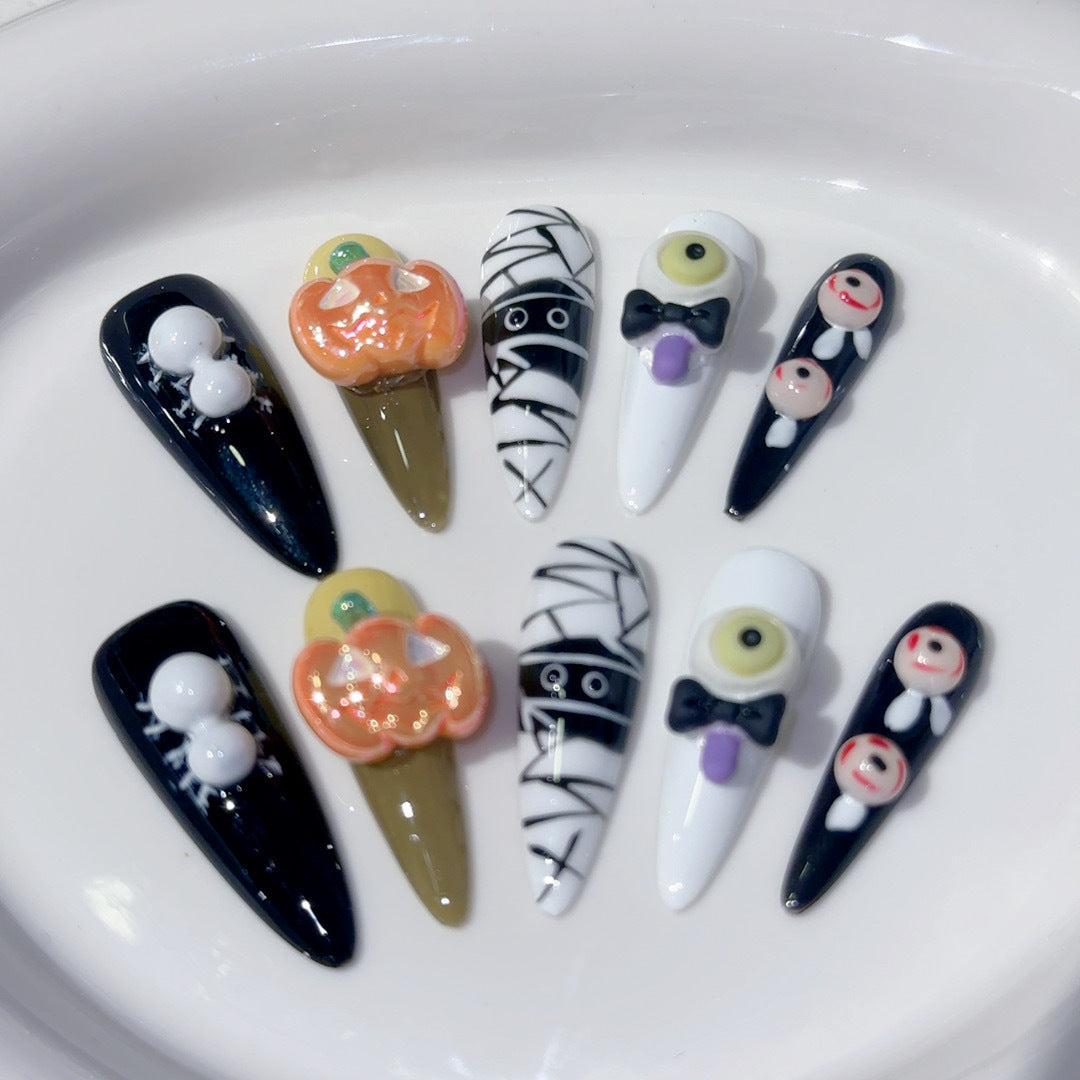 #057 ViVagg Press on nails Halloween series of personality horror cross-border funny cross-border handmade original wear nails and nails
