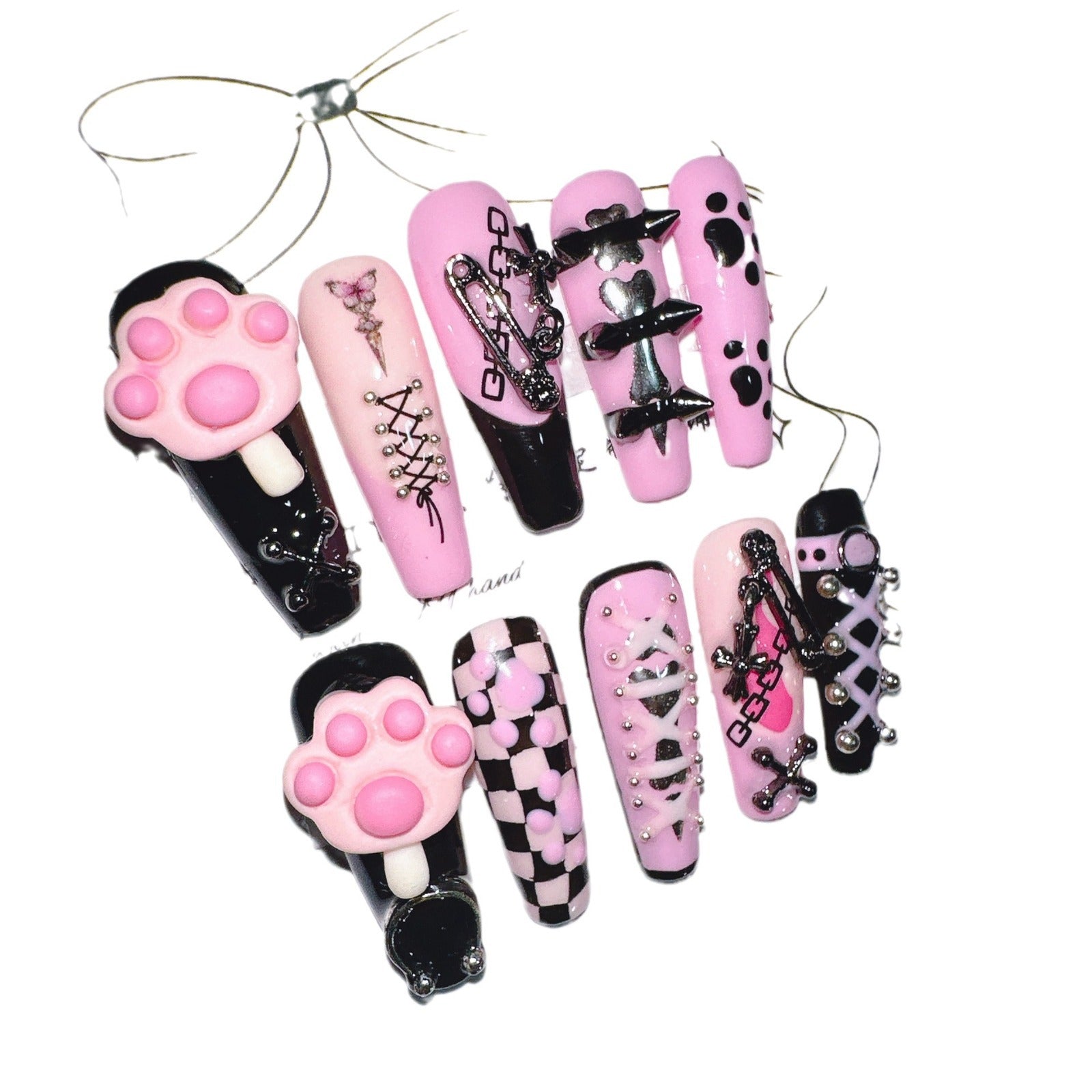 #073 ViVagg Press on nails Handmade nail realistic ice cream Assassins Spice Girls subculture Gothic explosion light luxury nail wear nail