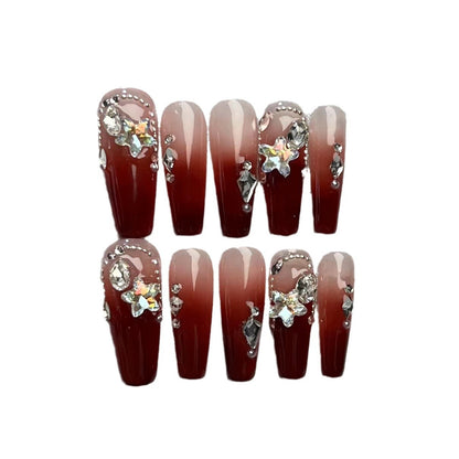 #094 ViVagg Press on nails Airbrush gradient hand wear A red gradient