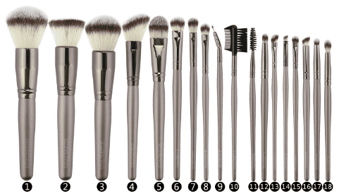 18 Champagne gold makeup brushes Complete ultra soft eyeshadow Foundation brush Beauty kit