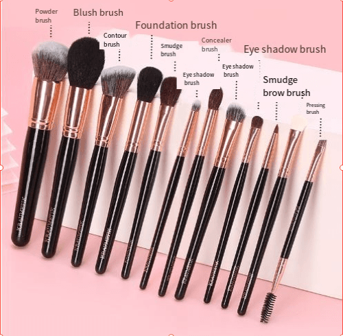 Wood handle aluminum tube beauty brush 12-piece blush foundation eyeshadow brush Easy on makeup non-powder absorption makeup tool set