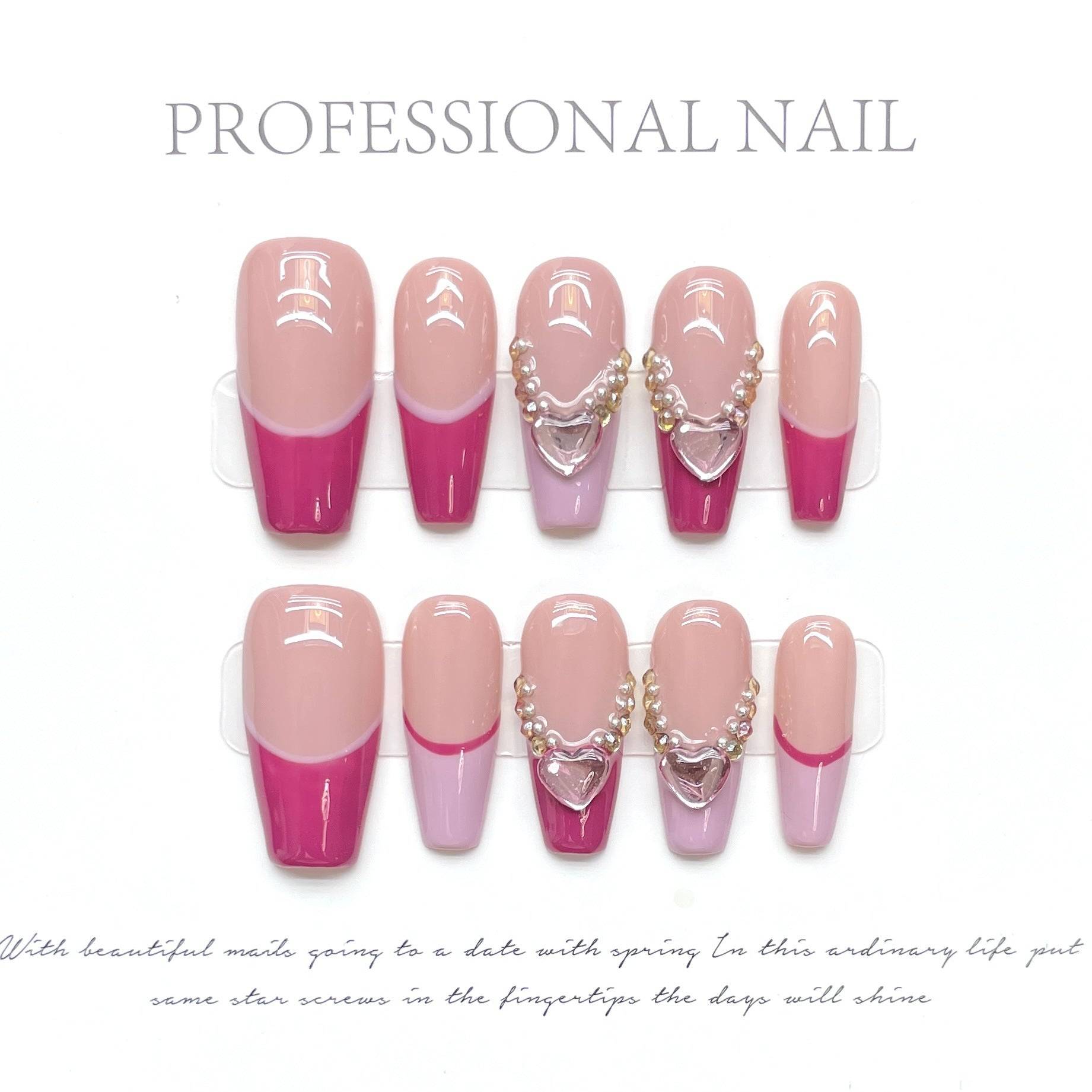 #109 ViVagg Press on nails Cute wind wear nail nail finished patch temperament nude powder white